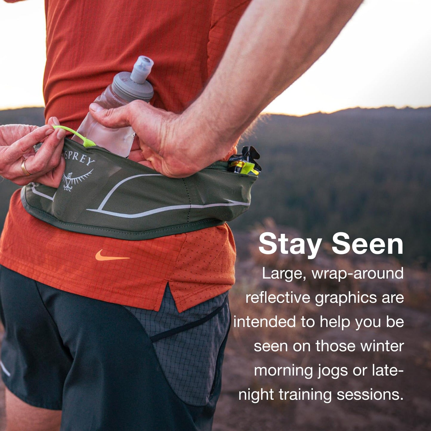 Osprey Duro Dyna LT Hydration Waist Pack with Hydraulics Soft Flasks for Running, Phantom Grey/Toffee Orange