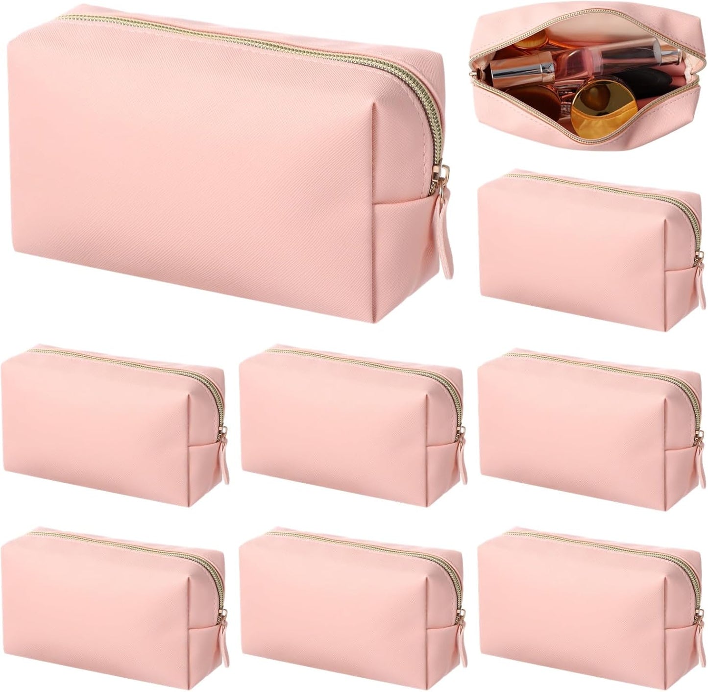 Small Makeup Bags - 8 Pcs PU Leather Waterproof Cosmetic Pouches | Portable Toiletry Organizers for Travel