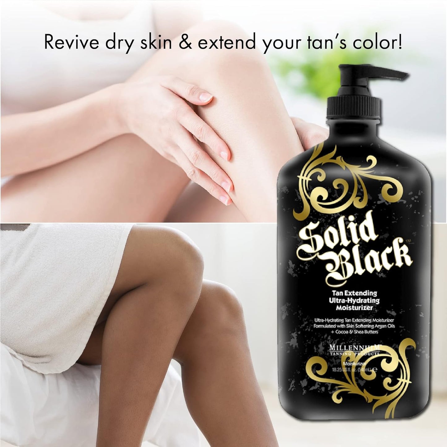 Solid Black Tan Extending Moisturizer Lotion - Ultra-Hydrating, 18.25 oz (2 Pack)