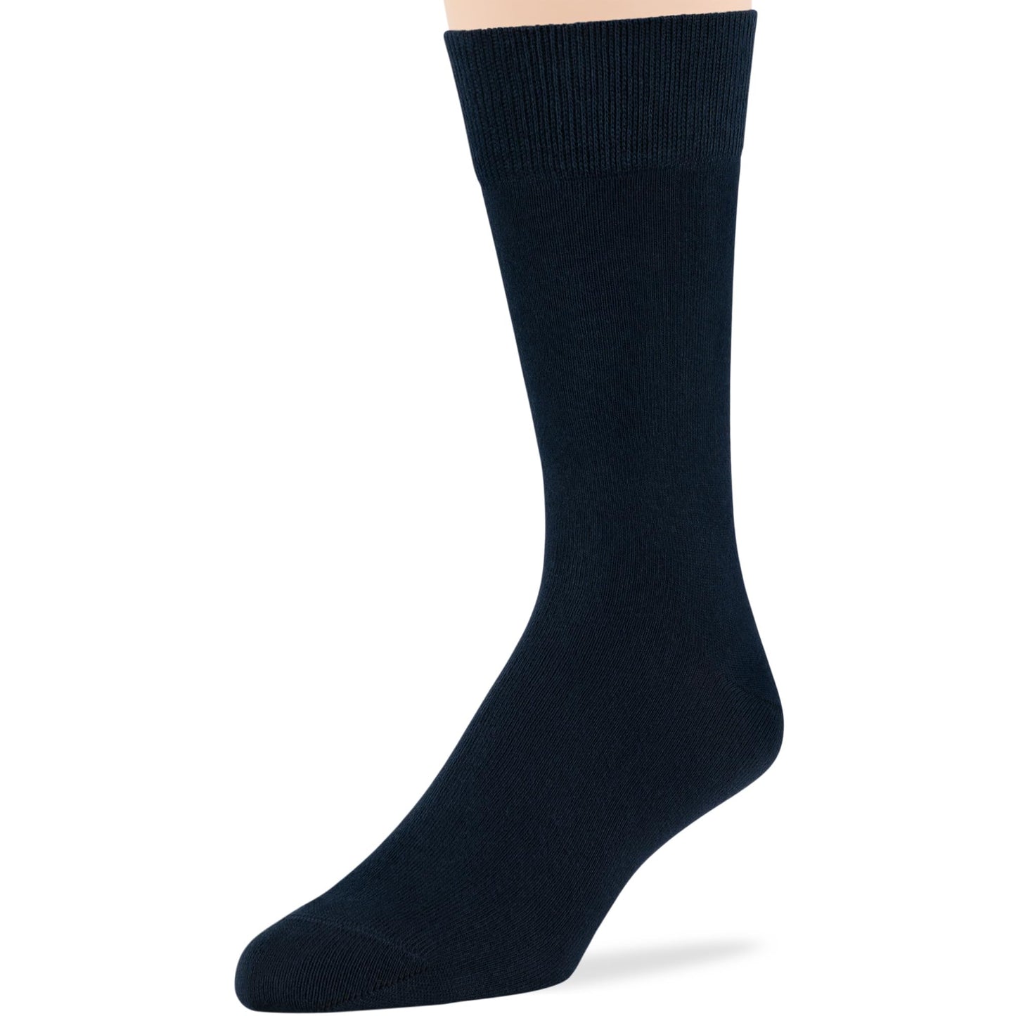 7BIGSTARS KINGDOM Men's Dress Socks Cotton - 6 Pack Large - Solid Casual Crew Lightweight Business Work Sock Size 10-13 Shoe 9-12 L Dark Navy