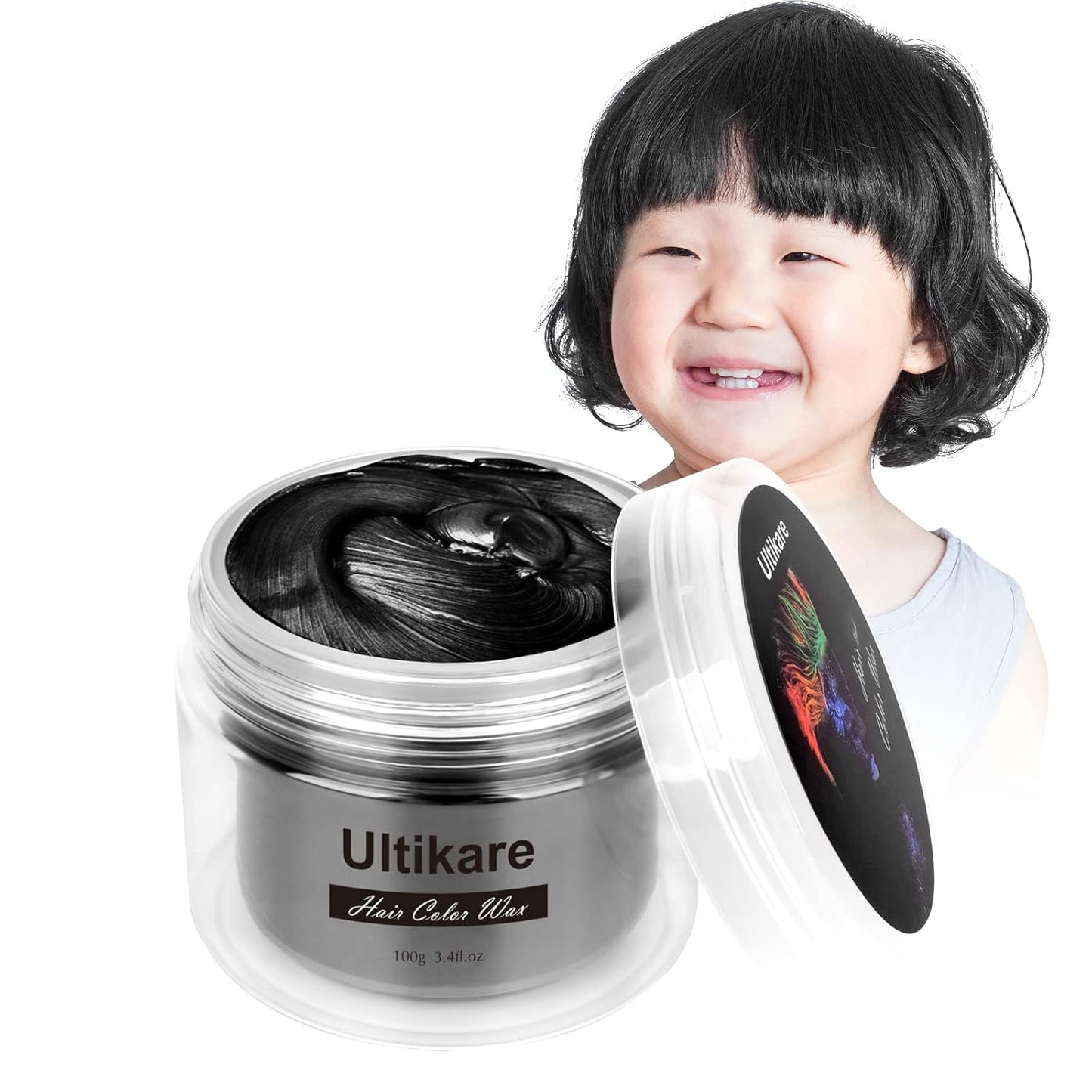Temporary Hair Color for Kids, Ultikare Orange Hair Dye Washable Natural Hair Wax Color Chalk Mud Cream DIY Hairstyle Clay For Dark Hair Halloween, Cosplay, Party, Christmas Gift Girls 3.4 Fl Oz