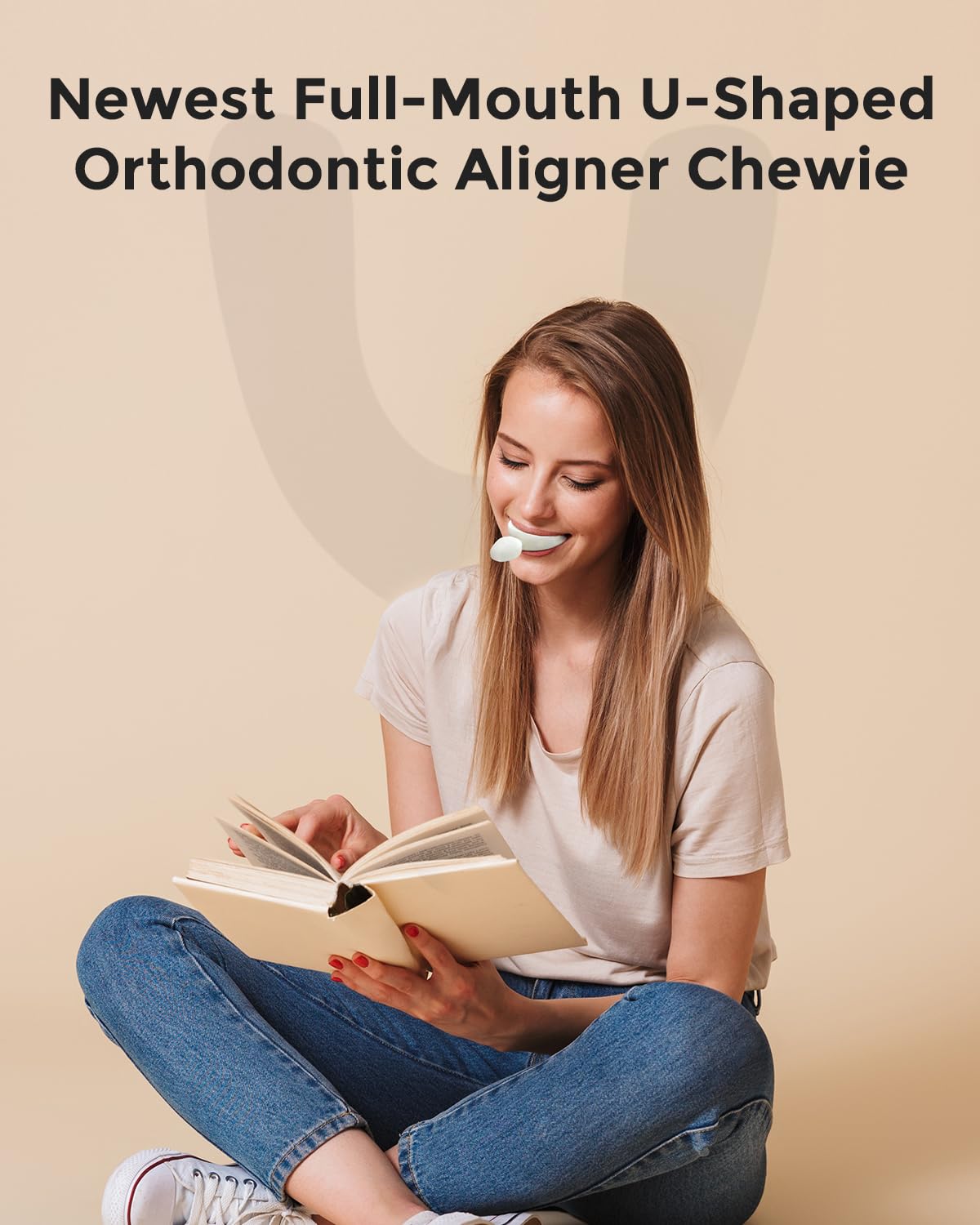 Checkme Aligner Chewies for Invisalign, U-Shaped Orthodontic Chewies for Aligner Tray Seaters, Non-Slip Retainer Chewies, Durable Food Grade Silicone Dental Chewies, White (2PCS)