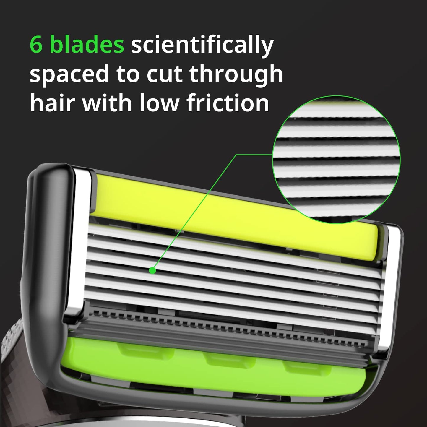 Dorco Pace 6 Pro - Six Blade Razor System with Trimmer - 10 Pack (1 Handle + 10 Cartridges)
