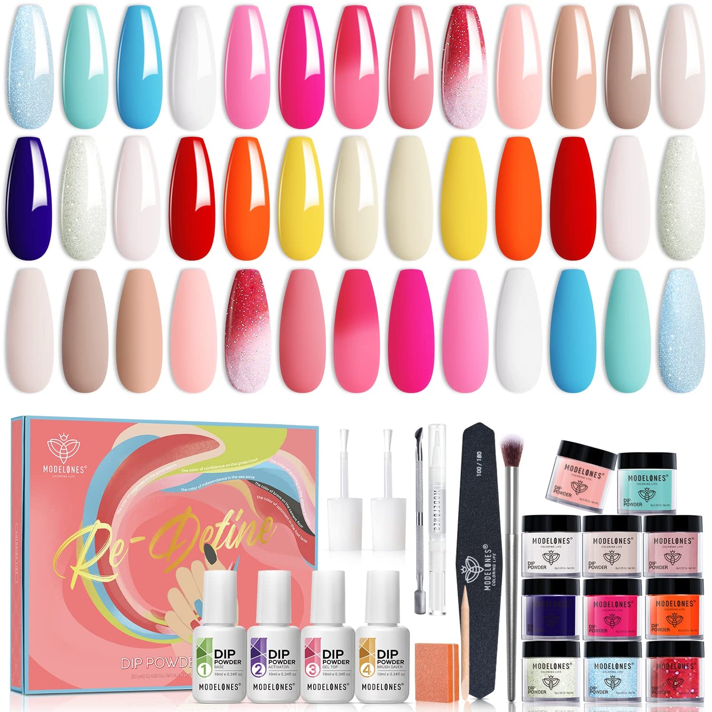 modelones Nail Polish Remover, Acetone Nail Polish Remover and Red Yellow Orange Sky Blue Gel Manicure for Travel Nail Art for Salon DlY at Home