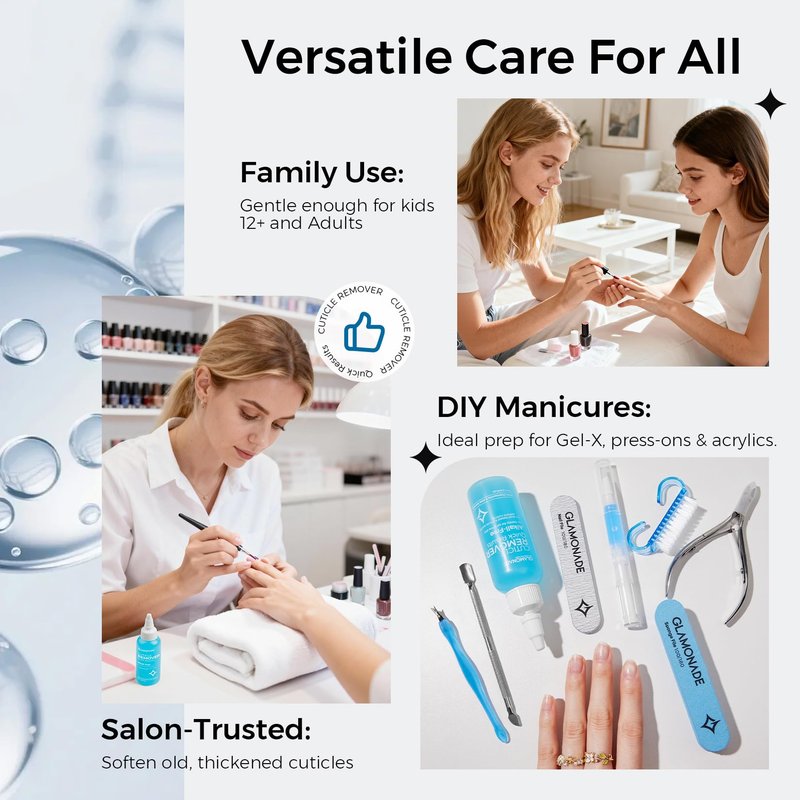 Glamonade Instant Cuticle Remover Gel: Fast-Acting Cuticle Softener for Overgrown Rough Cuticles, Salicylic Acid, Gentle for Sensitive Skin, Professional Manicure Prep & Nail Care