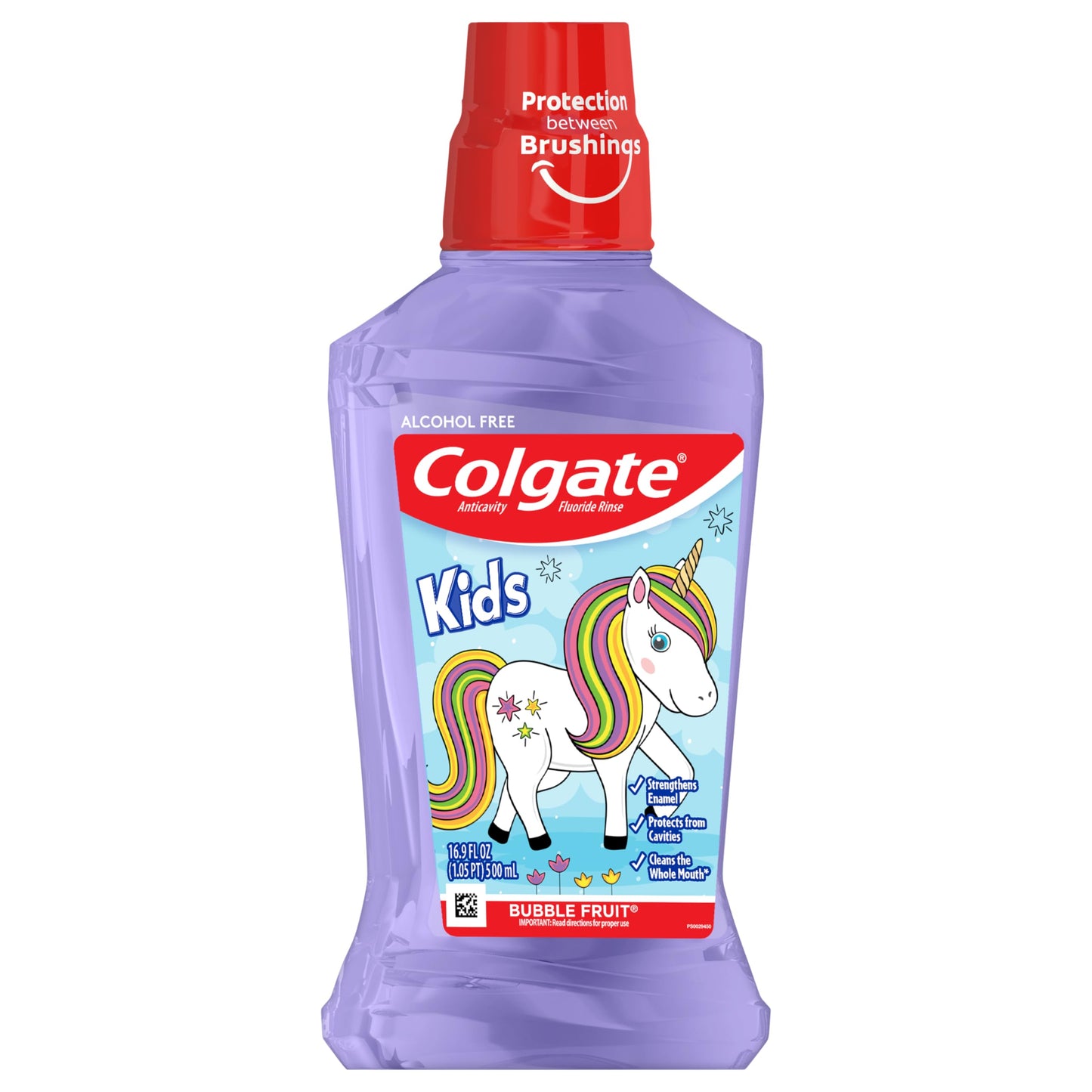 Colgate Unicorn Kids Fluoride Anticavity Mouthwash, Alcohol Free, Bubble Fruit, 16.9 Fluid Ounces (6 Pack)