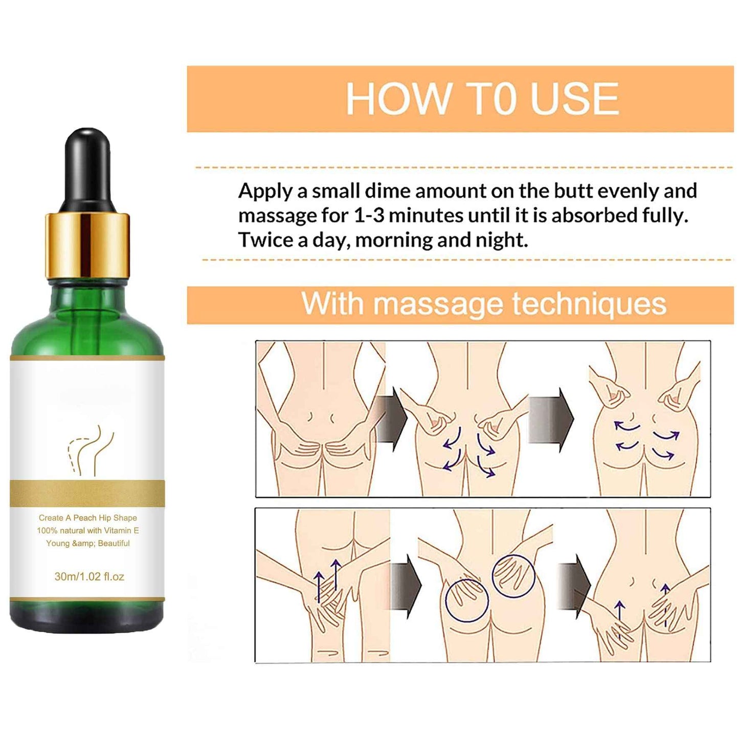 Buttock Lifting Oil, Hip Lift Up Essential Oil, Hip Lifting Essential Oil, Buttocks Essential Essence for Women (30ml-3PCS)