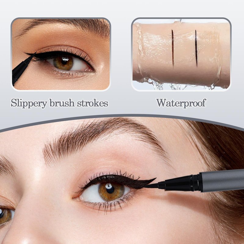 OZ LAB Jet Set Liquid Eyeliner Pen – Waterproof, Smudge-Proof, Quick-Dry Precision Brush Tip for Smooth Cat Eye & Winged Liner – Long-Lasting (Dark Brown, 0.07 oz/2 ml （pack of 1）)