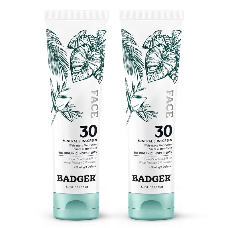 Zinc Oxide Face Sunscreen SPF 30 - Lightweight, Matte Finish, Vegan | 1.7 fl oz, 2-Pack