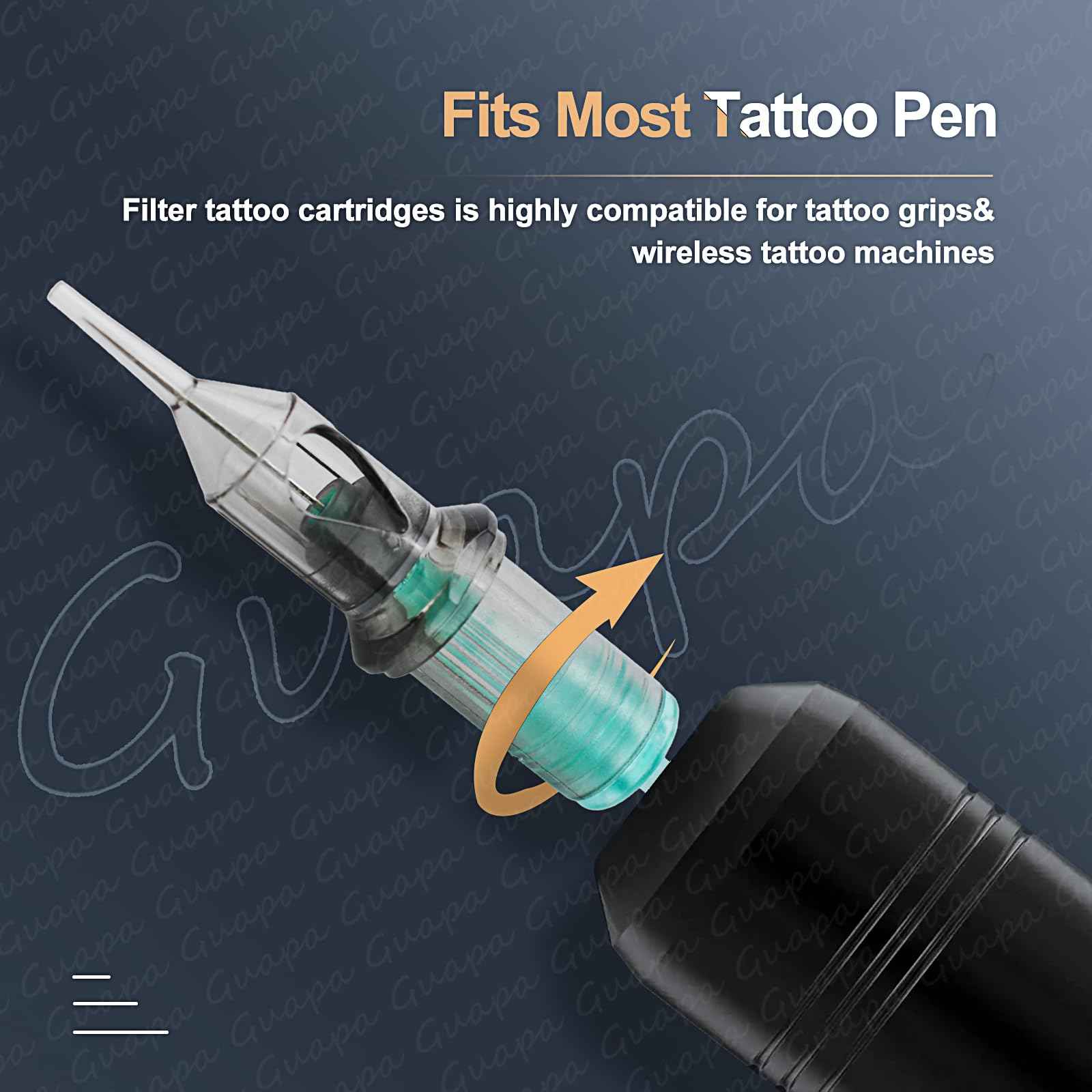 MARLLOGIVA 20pcs Green Long Taper Universal Tattoo Cartridges Permanent Makeup Cartridge Needles and Scalp Tattoo SMP Needles (1R-0.30mm)