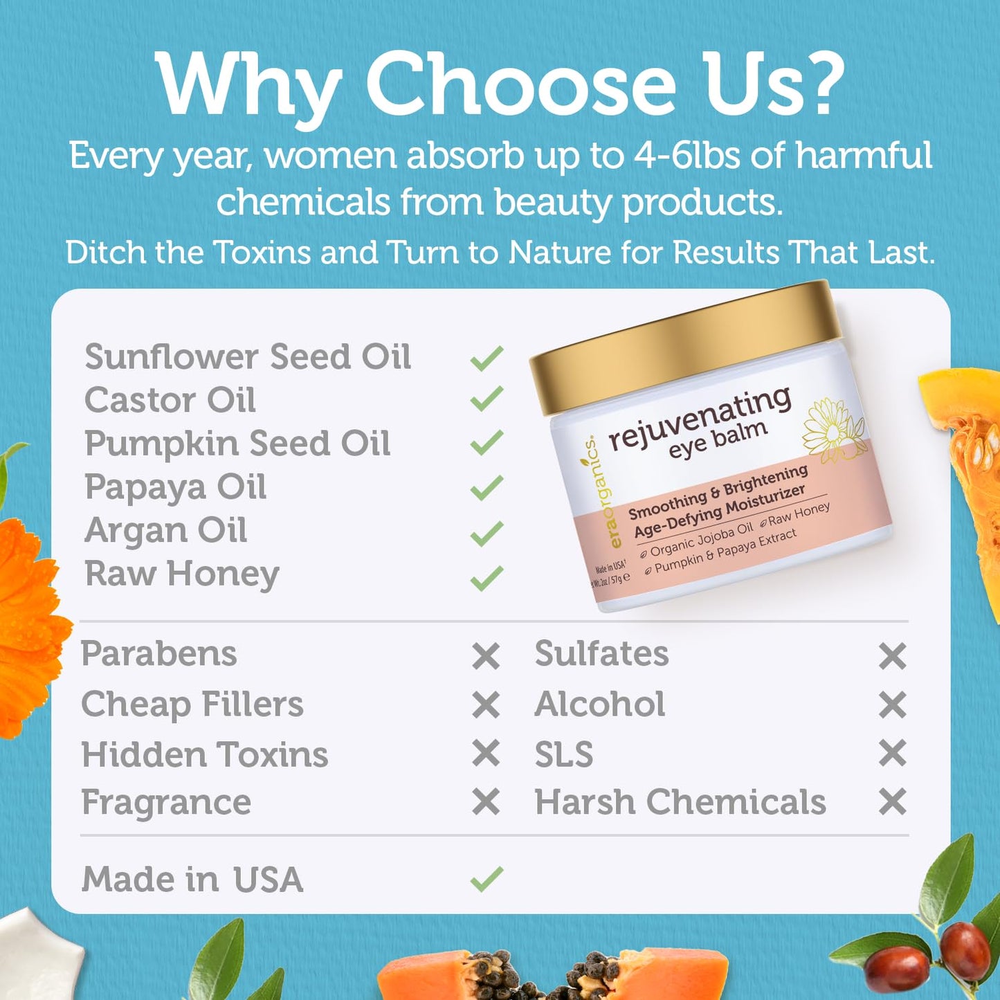 Vitamin C Face Cream & Organic Eye Balm | Nourishing Anti-Aging Formula for Fine Lines & Puffiness - Made in USA, Safe for Sensitive Skin