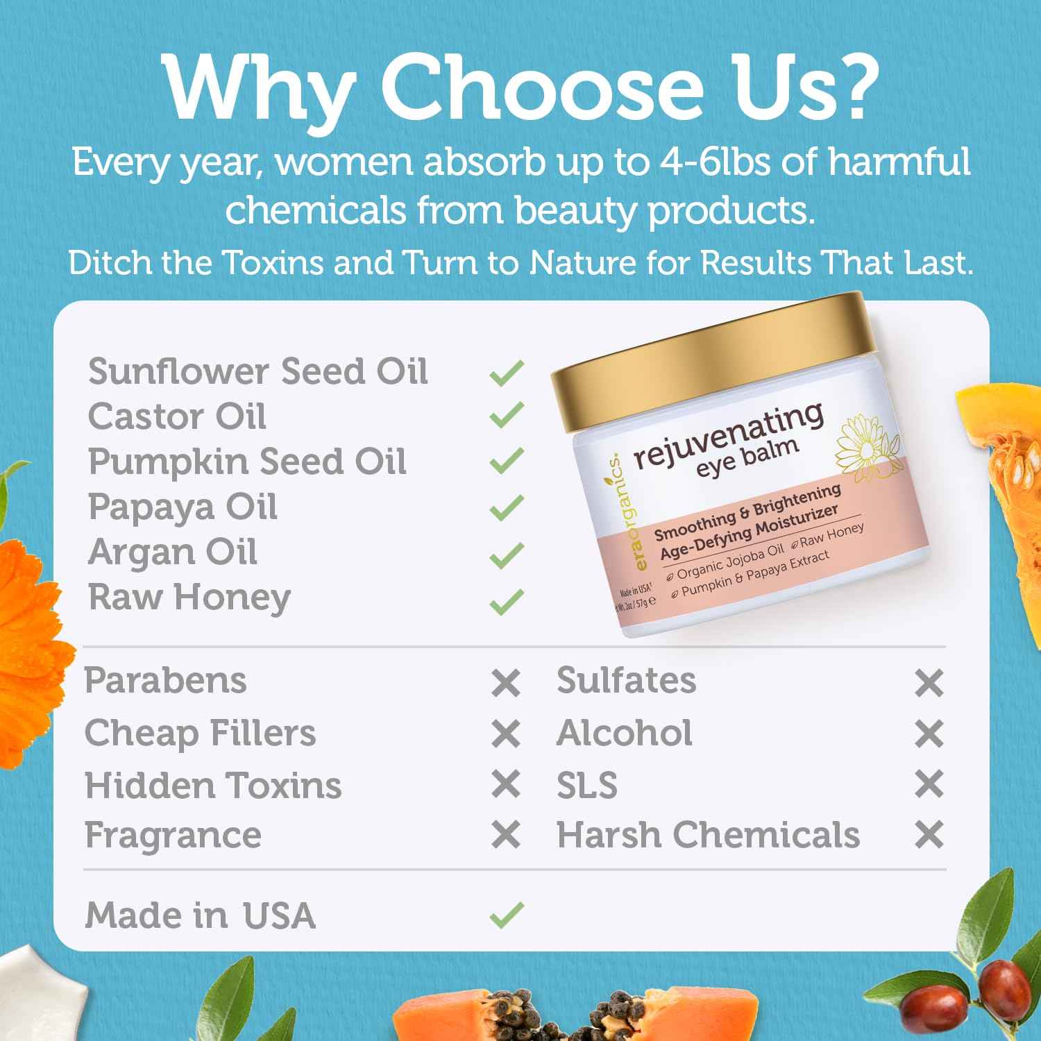 USDA Organic Eye Moisturizer Cream - Rejuvenating and Nourishing Age Defying Balm - Natural Ingredients for Sensitive Skin with Jojoba Oil, Argan Oil for Puffiness, Fine Lines Plus More