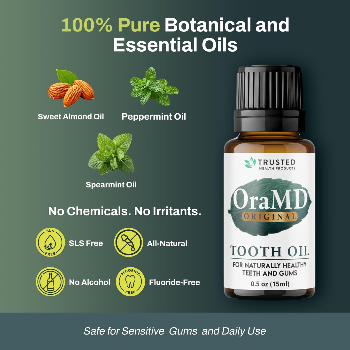 OraMD 4-in-1 Original Strength Tooth Oil- Clinically Tested Gum Disease Treatment, Gingivitis Treatment, Periodontal Disease Treatment, Sensitive Teeth and Gums - All-Natural Solution (1-Pack)