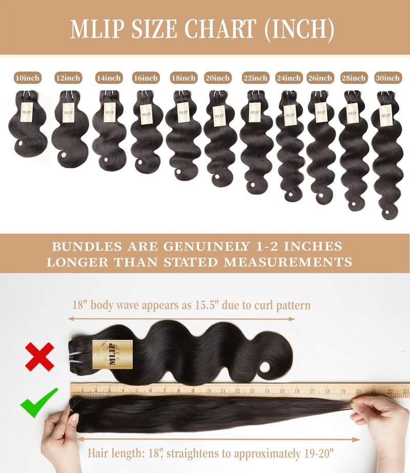 MLIP Raw Indian Human Hair Body Wave Single Bundle Only, 3X Longer Lifespan,100% Unprocessed Raw Hair, No Tangle & Shedding, Silky Soft After Multiple Washes, Natural Color 10 Inches
