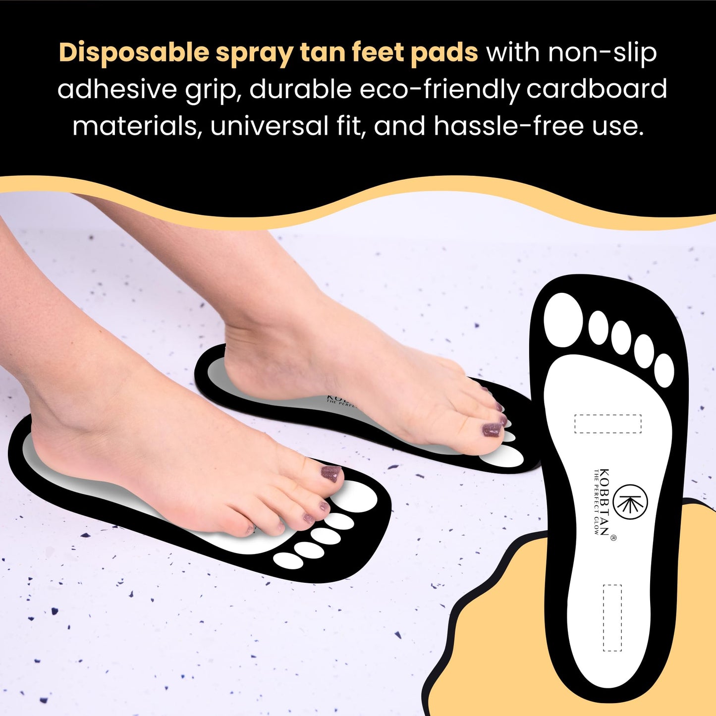 KobbTan 120Pairs Spray Tan Feet Pads Disposable & Economic for Spray tanning,Use in Tanning booth,Sunless Tanning at Home or Beauty Salon-Non Slip-Comfortable-Hygienic-Ultra Bronzing (Black)