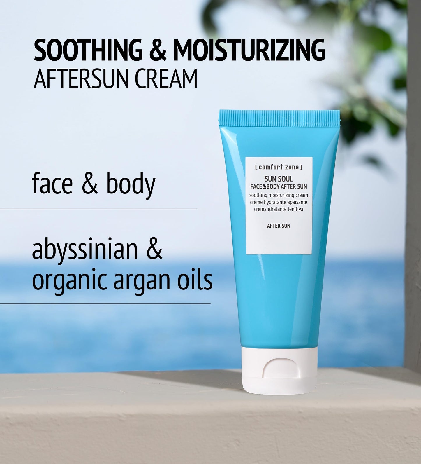 [ comfort zone ] Sun Soul Face & Body Aftersun, Soothing Moisturizing Cream, Anti-Aging, Redness Relief, DNA-Defense Peptide, Argan Oil, Clean Beauty, Vegan, All Skin Types, Italy, 6.76 Fl Oz