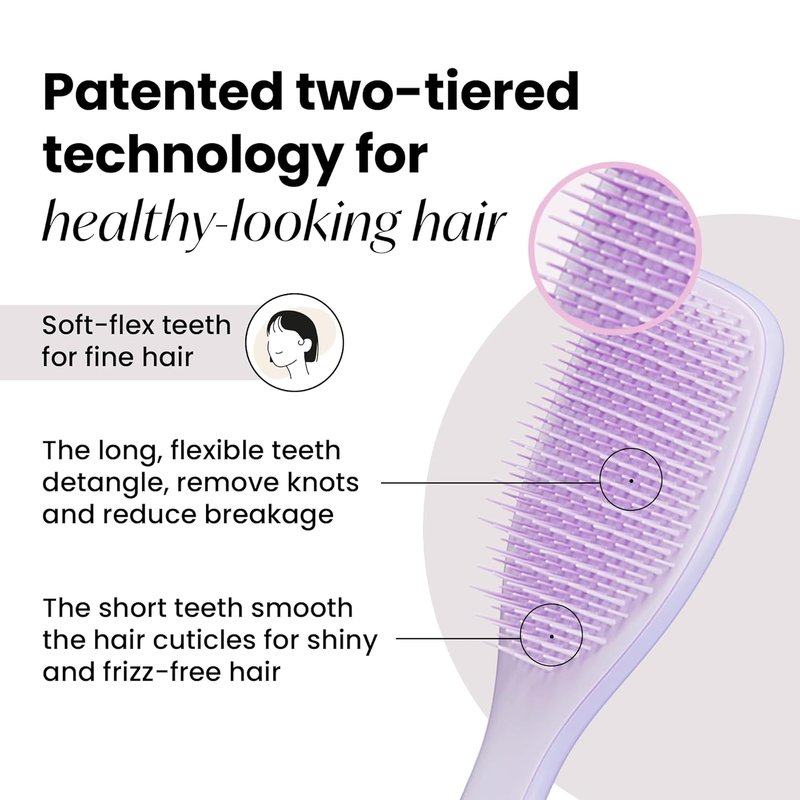 Tangle Teezer Ultimate Detangler Hairbrush for Fine & Fragile Hair - Soft Flex Teeth Reduce Breakage | Hypnotic Heather