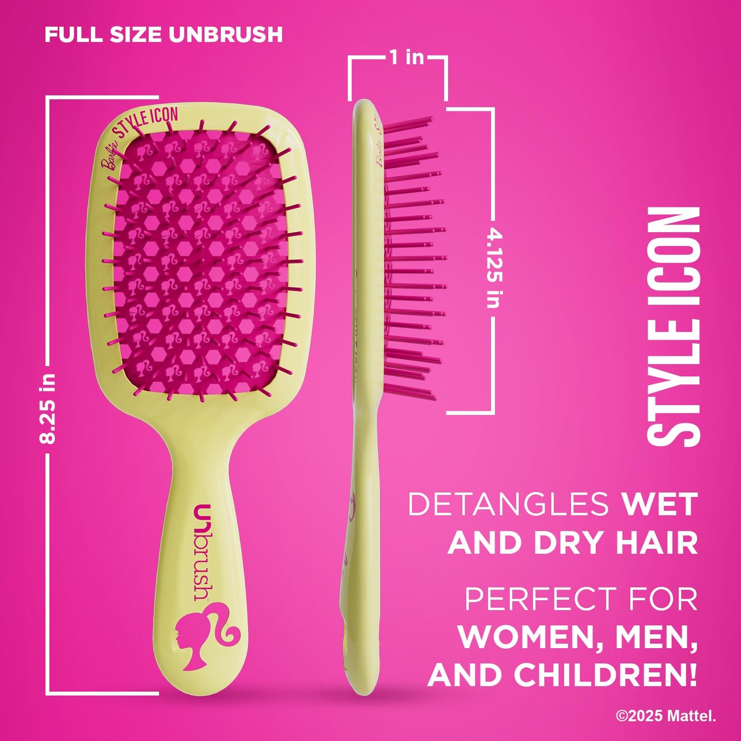 UNbrush Barbie Detangling Brush Duo - Style Icon - Yellow