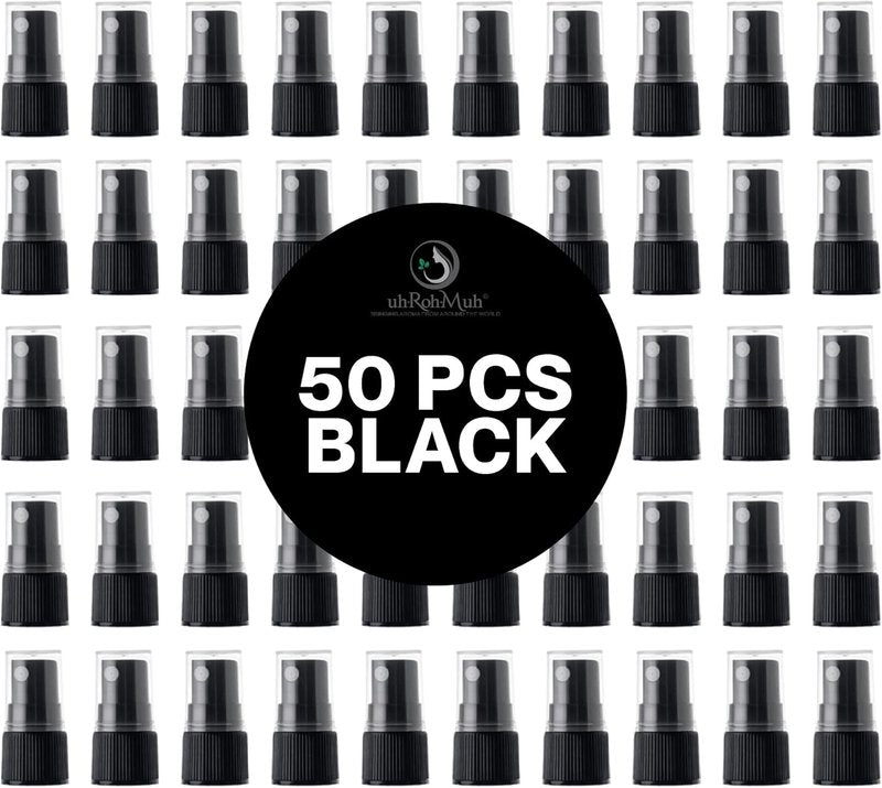 Fine Mist Spray Caps - 20-410 Ribbed Skirt Replacement Tops for Hair & Skincare | Pack of 50, Black
