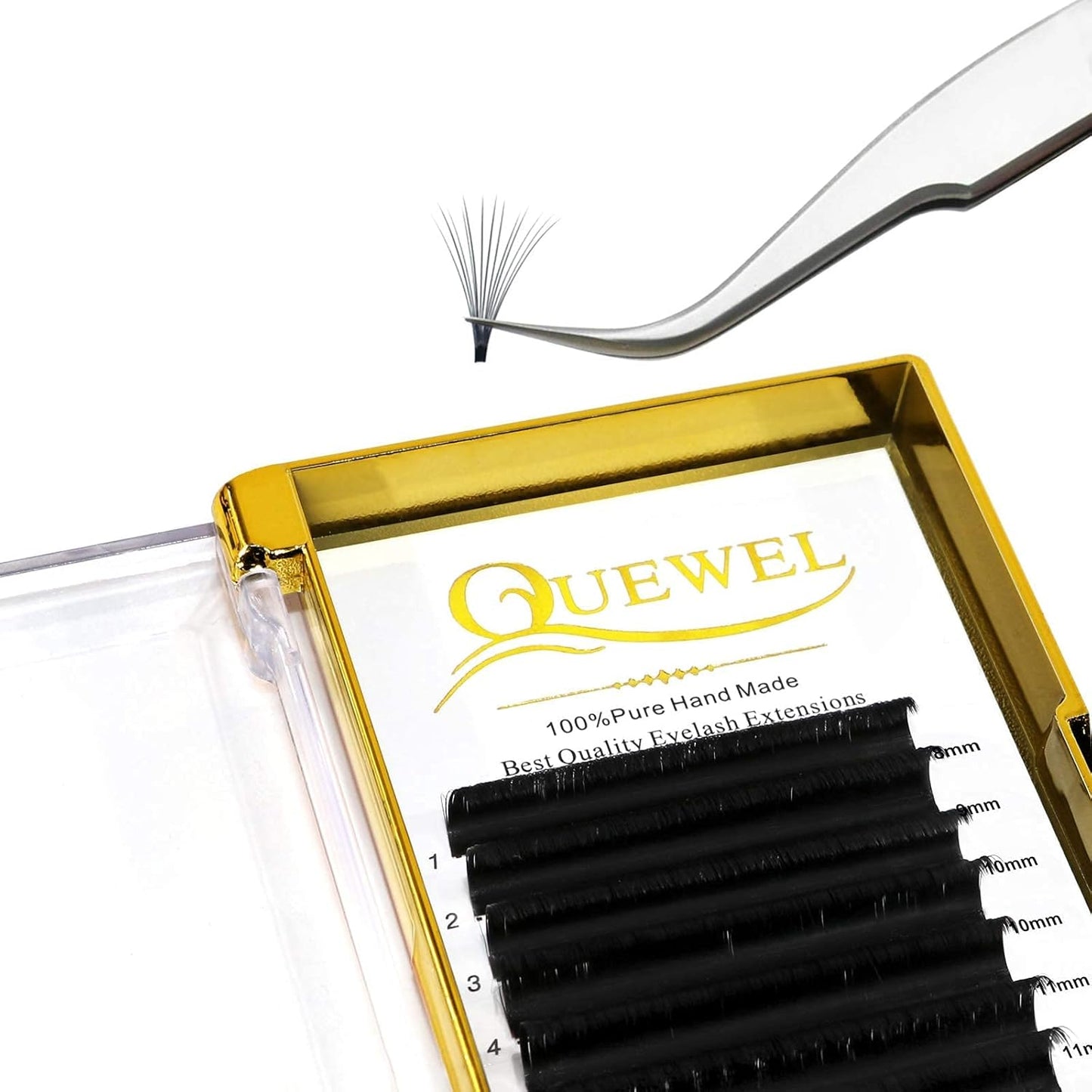 Volume Eyelash Extensions - 0.07 D Curl Mixed Tray (8-15mm) + Classic 0.15 D Curl (8-14mm) + Strong Black Adhesive (6ml)