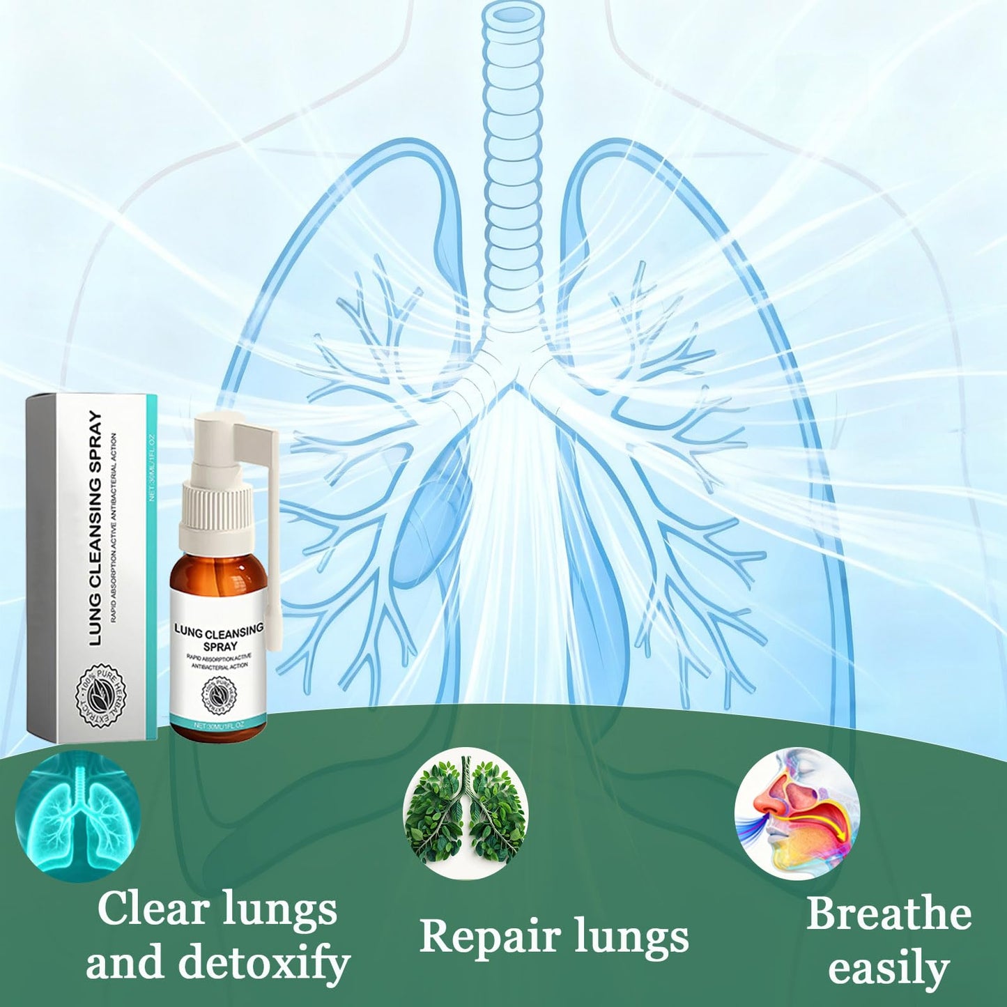 Organic Herbal Lung Cleansing Spray,Cleansing Spray Breath Easy,Mucus Relief-3pcs