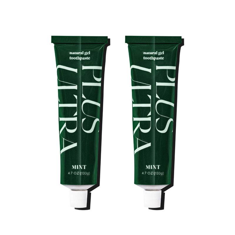 Plus Ultra Organic Fluoride-Free Gel Toothpaste in Aluminum Tube | Eco-Friendly, SLS Free | Made with Aloe, Peppermint, Bamboo Extract | for Sensitivity & Whitening | Made in USA, 4.7oz (Pack of 2)