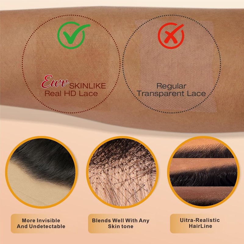 Human Hair Deep Wave Closure 12 Inch Invisible Ultra-thin 5x5 HD Lace Closure Deep Curly Brazilian Raw Virgin Human Hair Closure for Women Natural Black