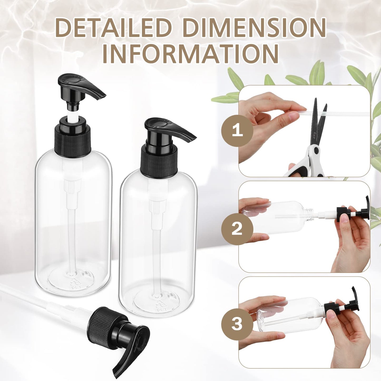 16 Pcs Empty Shampoo Bottles Plastic Pump Bottles Liquid Dish Soap Dispenser Refillable Shampoo Dispenser for Shower Wall Shampoo and Conditioner Dispenser for Bathroom Kitchen (250 ML/ 8.5 OZ)
