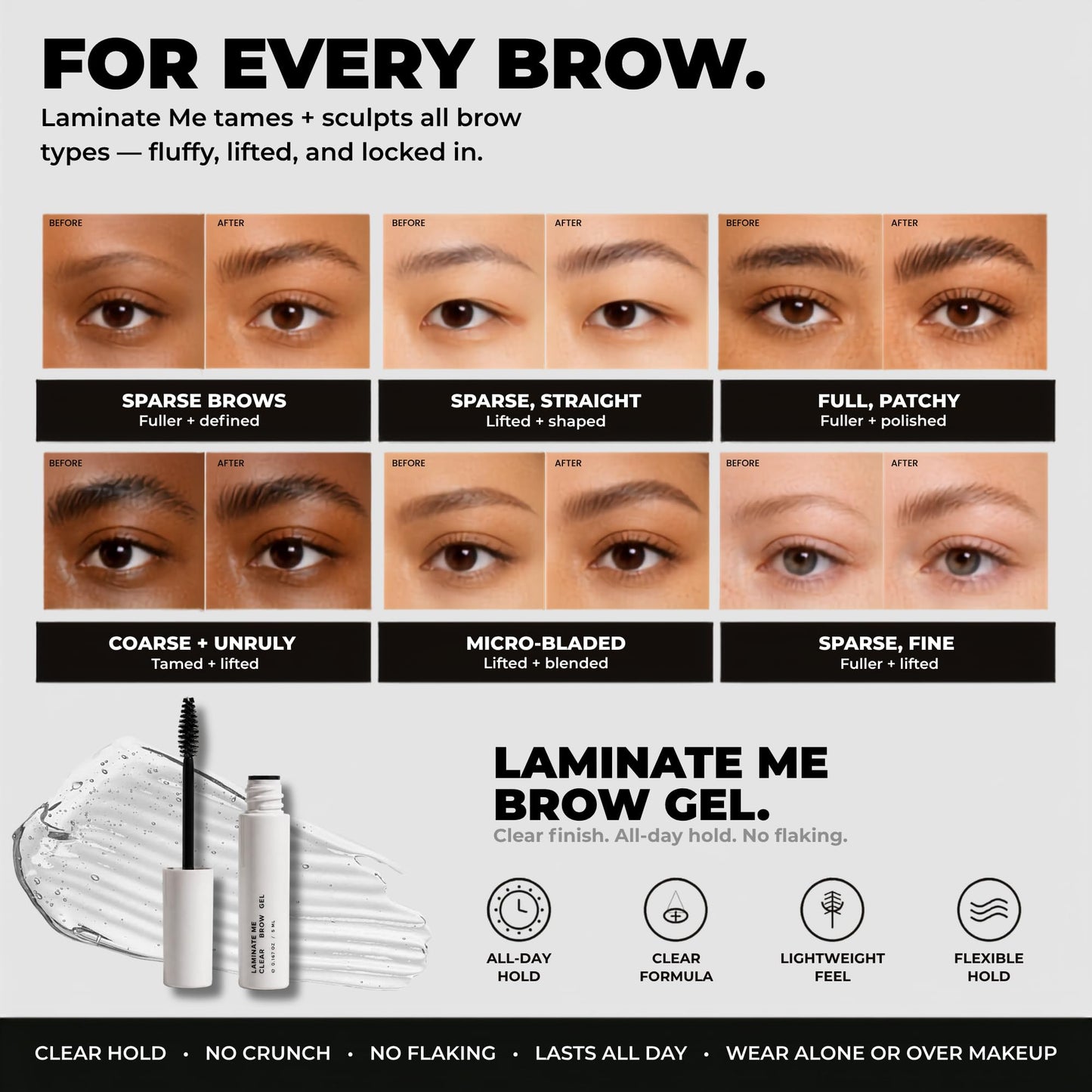 MADLUVV Laminate Me Clear Eyebrow Gel, Daily Use Medium Hold Lamination, Hypoallergenic and Cruelty Free