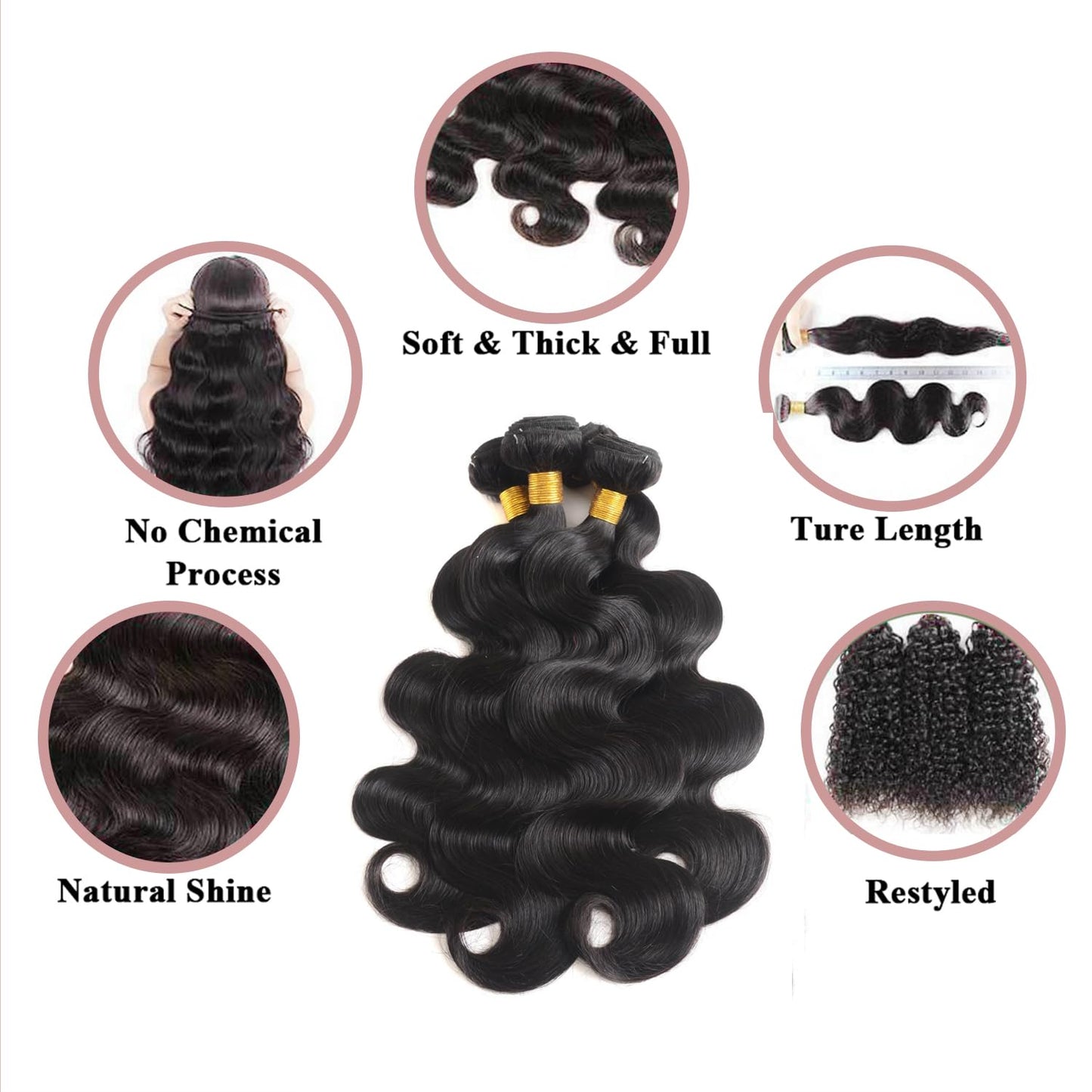 12A Human Hair Bundles Body Wave One Bundle 100% Unprocessed Brazilian Virgin Hair Bundles Double Weft Weave Body Wave Human Hair Natural Black Color (one bundle, 20)
