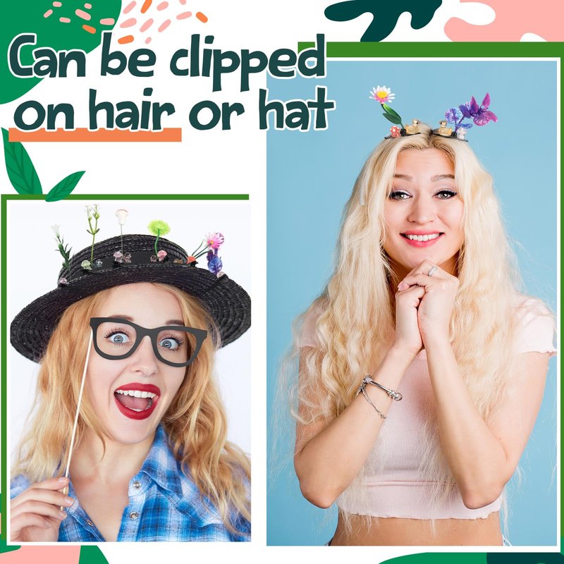 Tigeen Glow Rave Trinkets Festival Duck Hair Clip with Bean Sprout Mushroom Sprout Hairpins Holiday Funny Plant Flower Hair Accessories for Women Music Festival(100 Pcs,Mixed Plant)