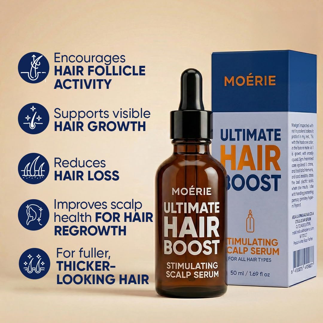 MOERIE Ultimate Hair Growth Serum for Natural Hair Regrowth & Thickening - Anti Thinning & Hair Loss Treatment for Women - Rapid Hair Growth Products - Scalp Oil Alternative - 1.69 fl oz, 2 pack