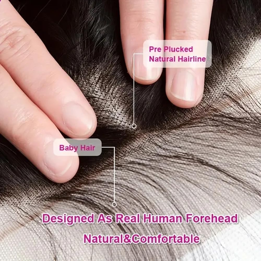 5x5 Lace Closure Straight Closure Human Hair Hd Transparent Lace Front 12A Virgin Human Hair Free Part Pre Plucked with Baby Hair Lace Frontal Natural Black Color 14 Inch