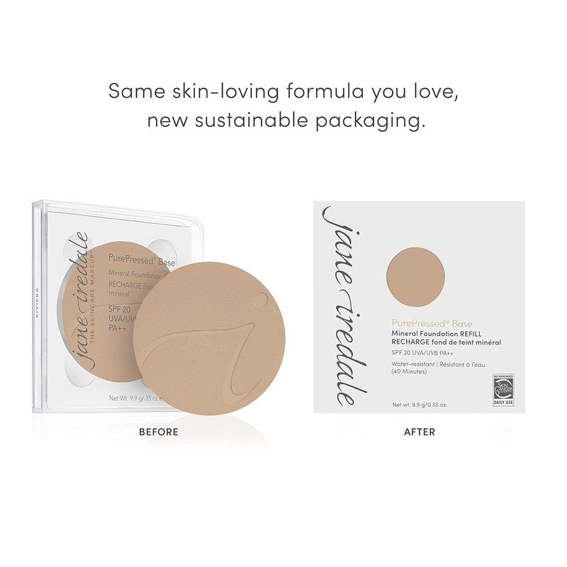 Jane Iredale PurePressed Base Mineral Foundation - Refillable Compact Set | Semi-Matte Pressed Powder with SPF, Talc-Free, Vegan