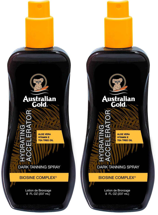 Australian Gold Dark Tanning Accelerator Spray Gel, 8 Ounce | Moisturize & Hydrate Skin | New Packaging Same Great Formula (a70003) (Pack of 2)