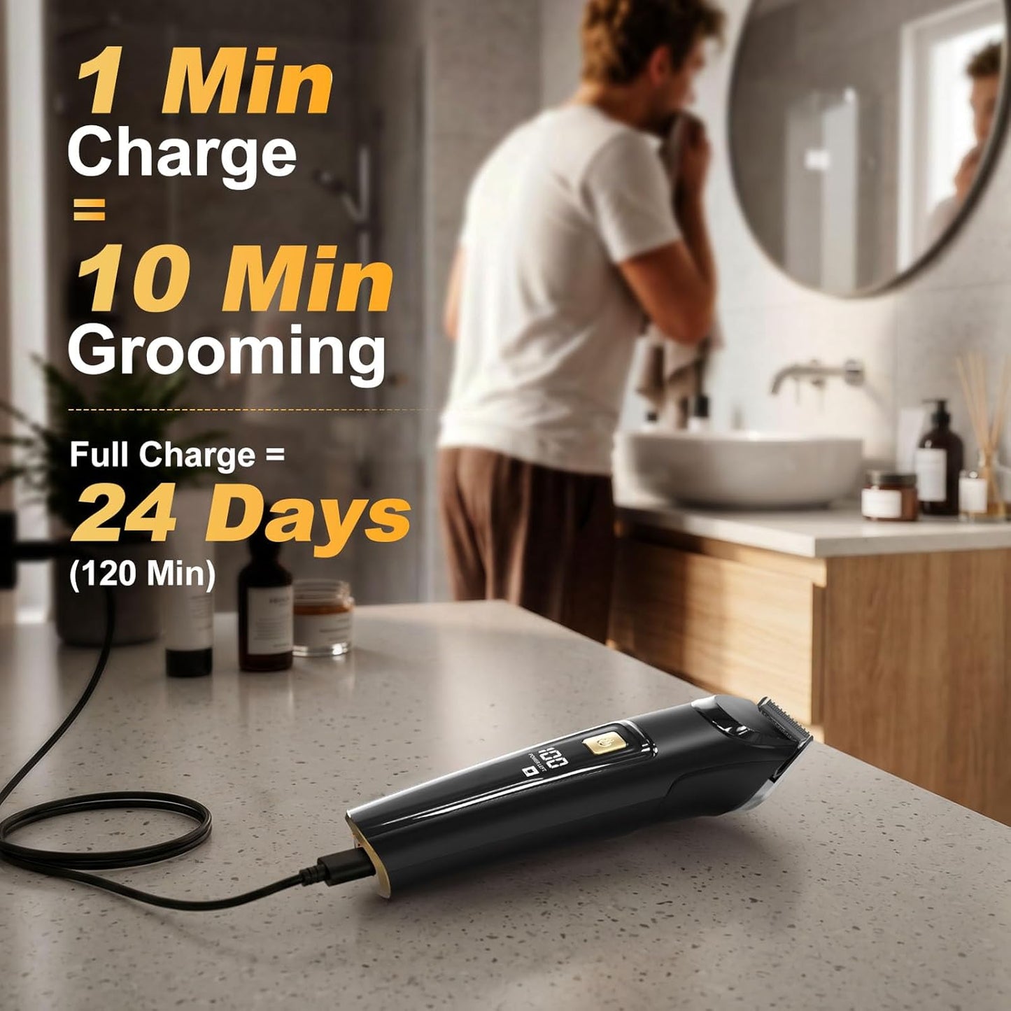 Beard Trimmer for Men - All-in-One Waterproof Electric Grooming Kit | Rechargeable Hair Clipper & Nose Trimmer