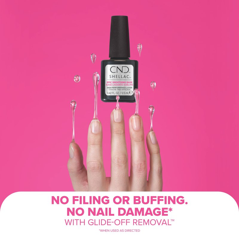 CND SHELLAC Epic Smoothing Gel Nail Base Coat, Strengthening Formula for Long Lasting Wear, 10x Thicker Appearance than Original, 0.42 fl oz