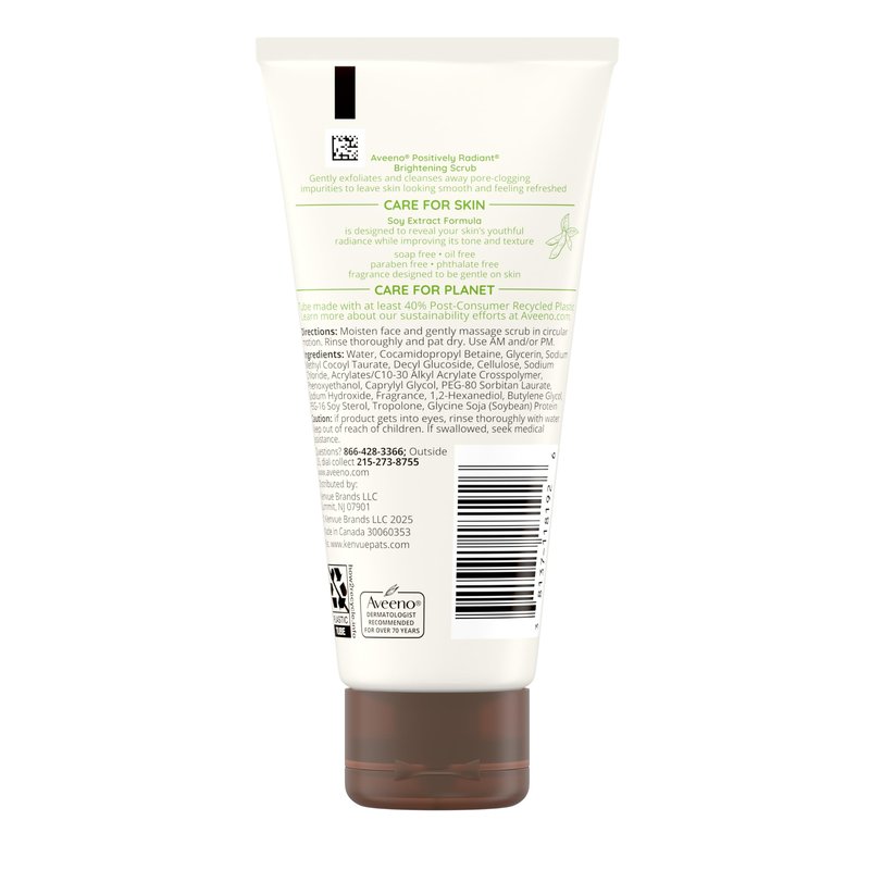 Aveeno Positively Radiant Skin Brightening Exfoliating Daily Facial Scrub, Moisture-Rich Soy Extract, helps improve skin tone & texture, Oil-& Soap-Free, Hypoallergenic, Travel Size, 2 oz (Pack of 6)