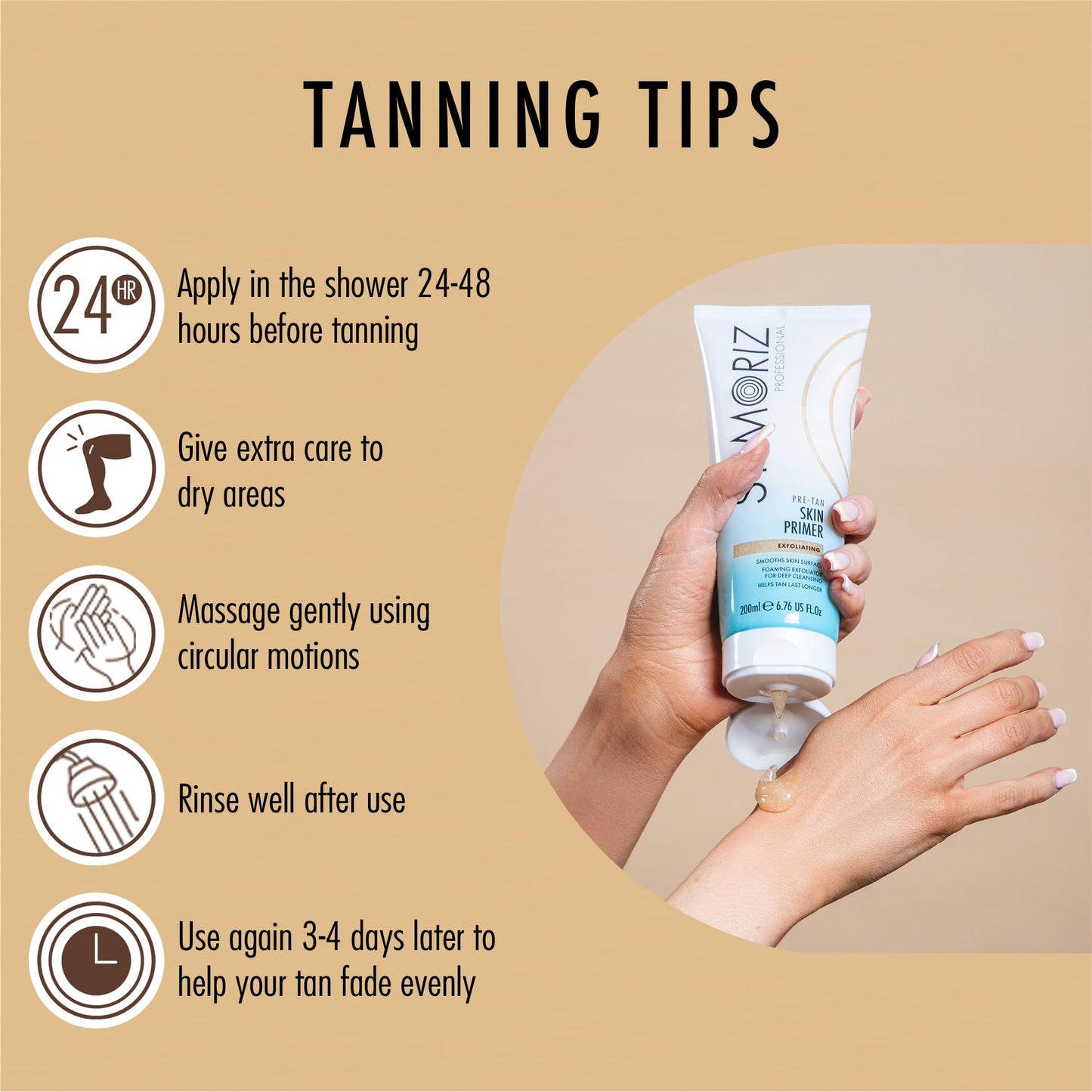 St Moriz Pre-Tan Skin Primer for Self Tanner- Exfoliating Fake Tan Primer - Preps & Primes Skin for Long-Lasting - Deep Cleansing Foaming Exfoliator for Self Tan (6.76 fl oz)