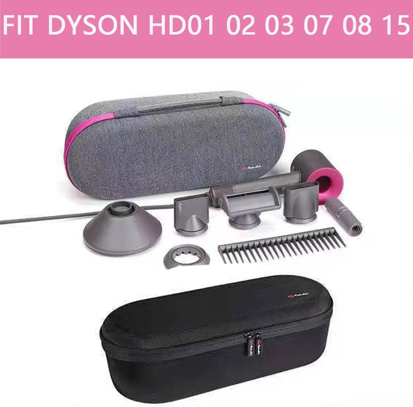 Dyson Hair Dryer Travel Carrying Case - Compatible with HD15, HD08, HD07, HD03, HD01 | Grey