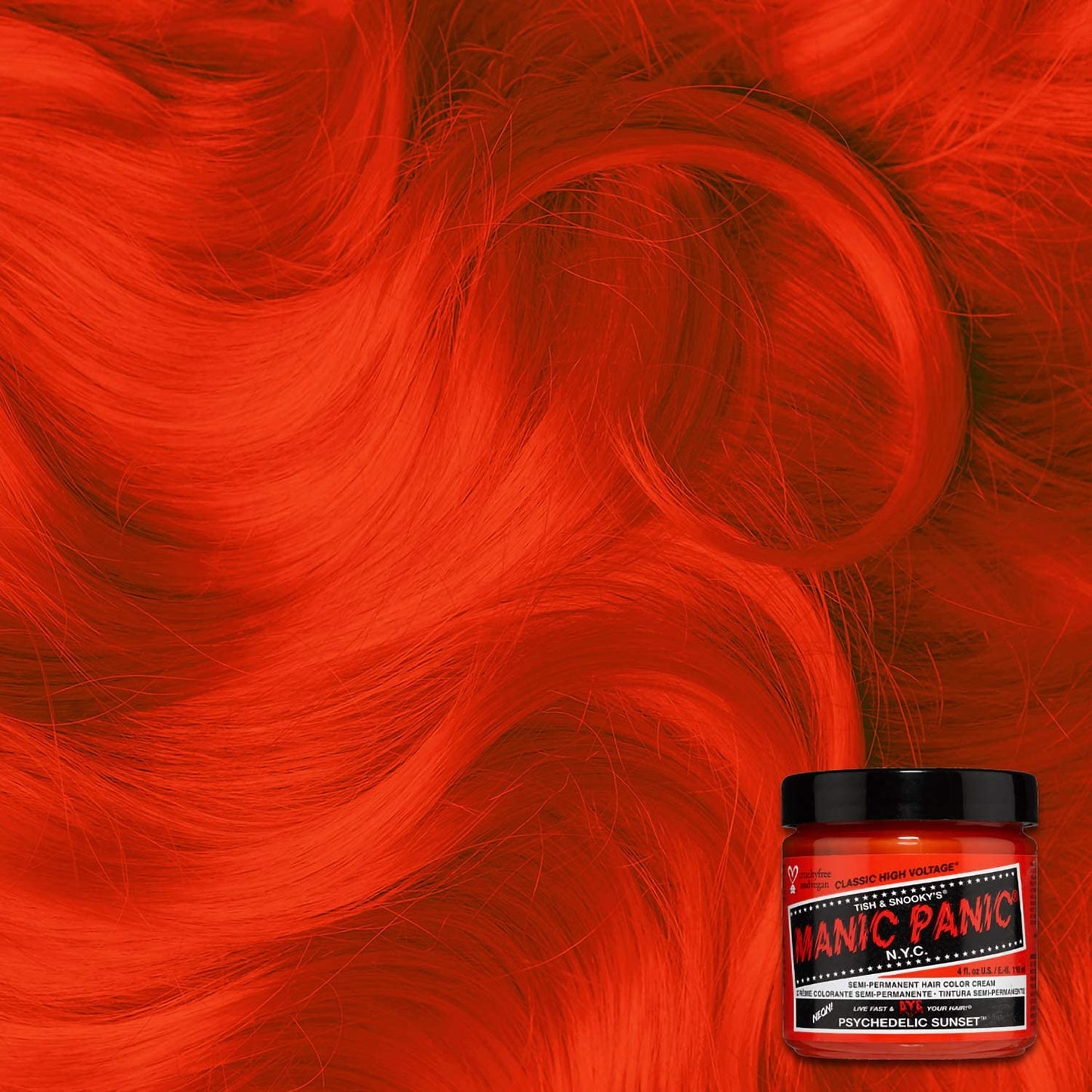 MANIC PANIC Classic Psychedelic Sunset Semi Permanent Hair Color - Neon Orange Hair Dye for Women & Men That Lasts 4-6 Weeks - Vegan, Ammonia & Cruelty-Free - Create & Mix Custom Shades (4oz / 2pk)