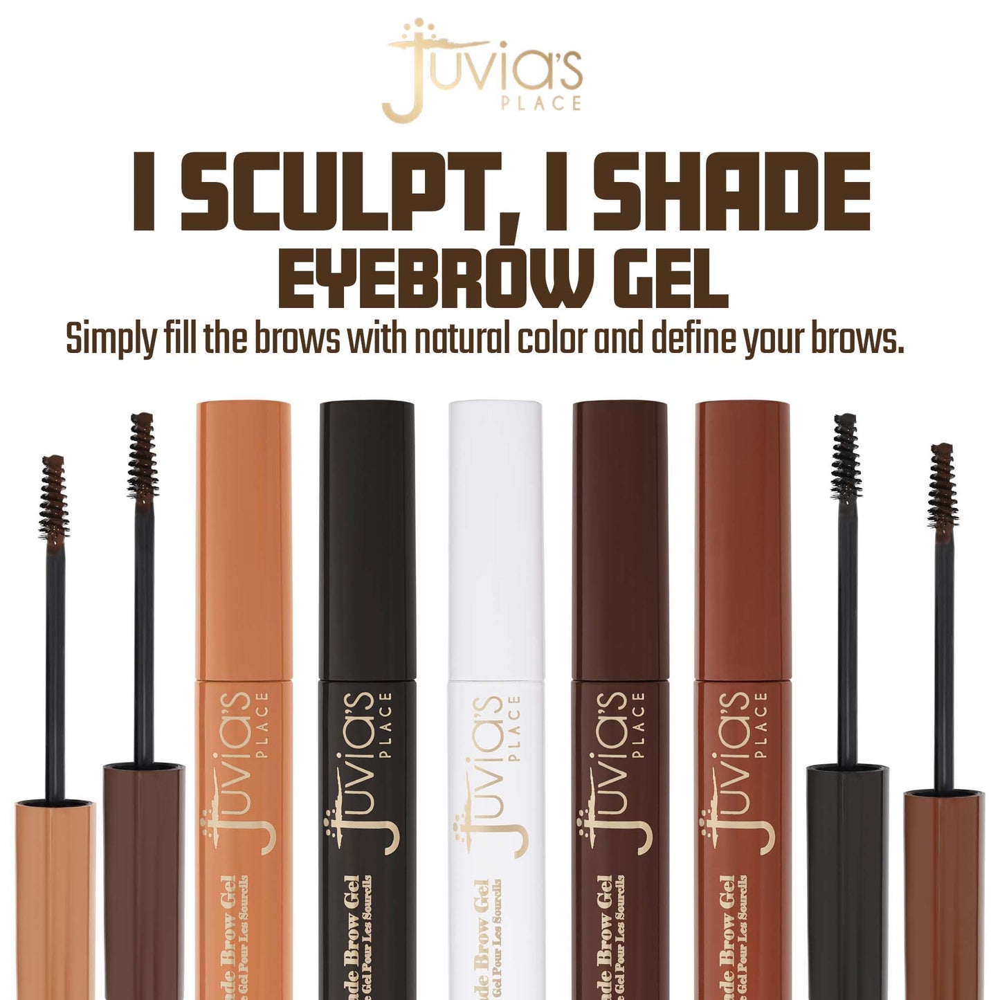Juvia's Place iSculpt, iShade Eyebrow Gel - Dark Brown, Waterproof Gel for Eyebrows, Brows Enhancer Makeup, Brows Filler makeup, Tinted Brow, Advanced Eyebrow Definer