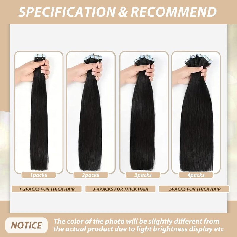 18 Inch Tape In Hair Extensions - Remy Straight Human Hair | 20 Pcs Skin Weft
