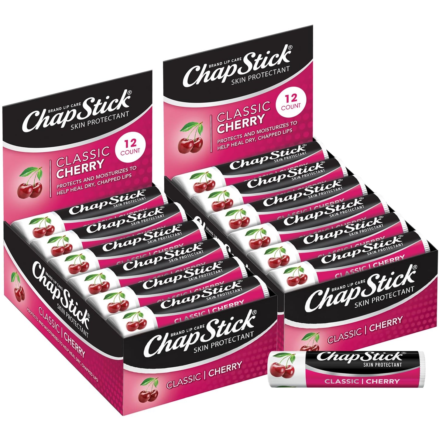 ChapStick Bulk Cherry Lip Balm 24-Count – Fruity & Sweet Lip Moisturizer for Dry Lips, 0.15 Ea