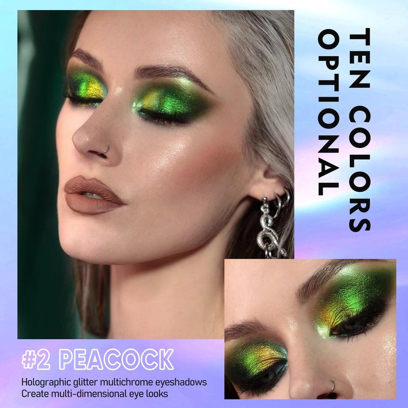 Glitter Eyeshadow Liquid Set - 5Pc Multichrome Metallic Holographic Eye Toppers | Long Lasting & Smudgeproof