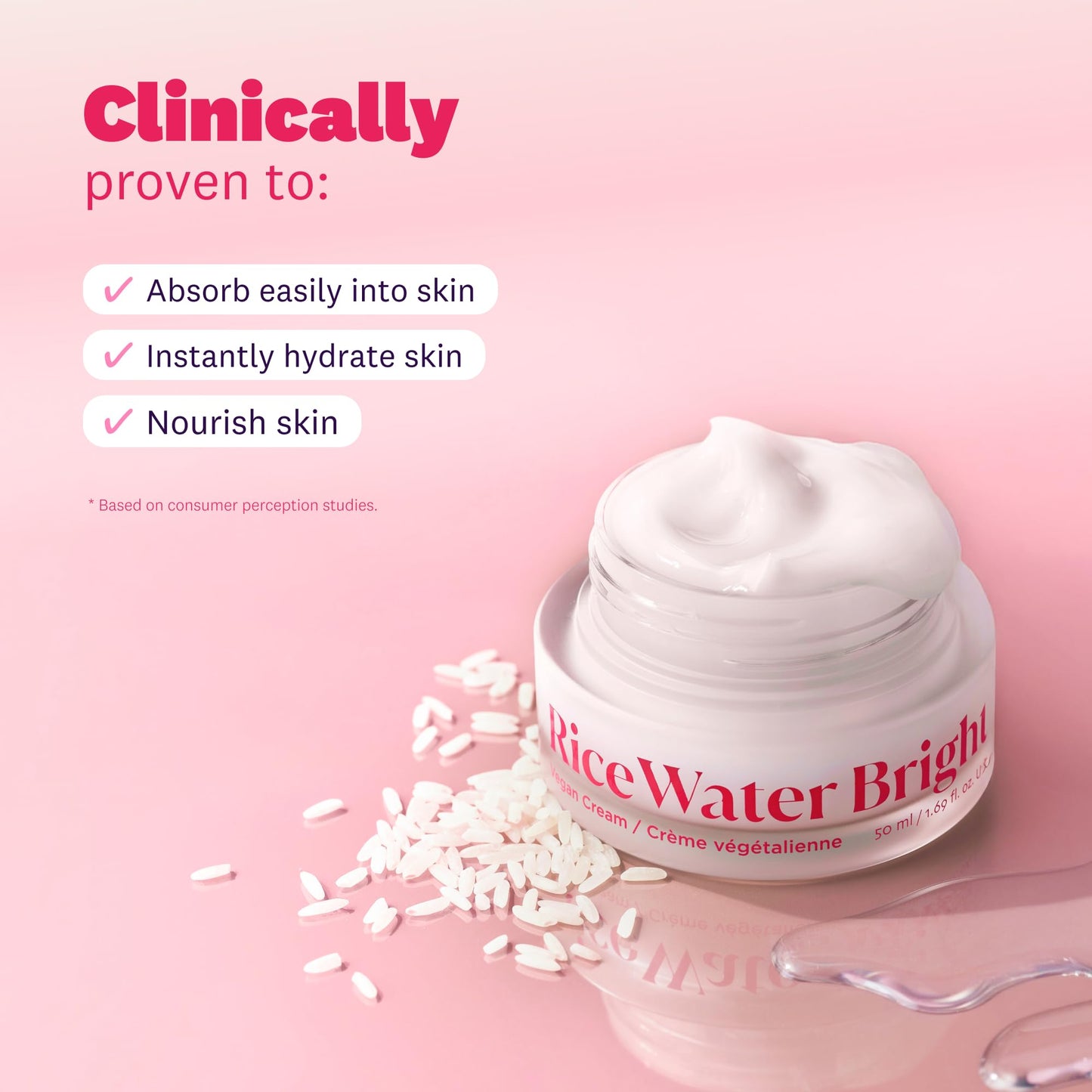 The Face Shop Rice Water Bright Vegan Cream - Instant Moisturization Quick-Absorbing Formula - Vegan, Brightening - Rice Water, Niacinamide, Hyaluronic Acid - Moisturizer Face Cream - Korean Skin Care