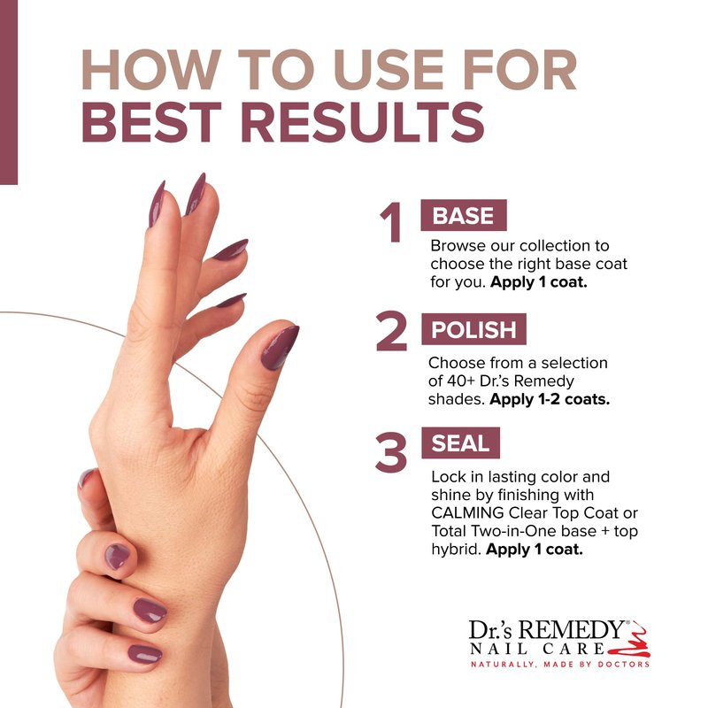 Dr.'s Remedy Enriched Nail Polish, Brave Berry With Base Coat Set 0.5 Fluid Oz Each