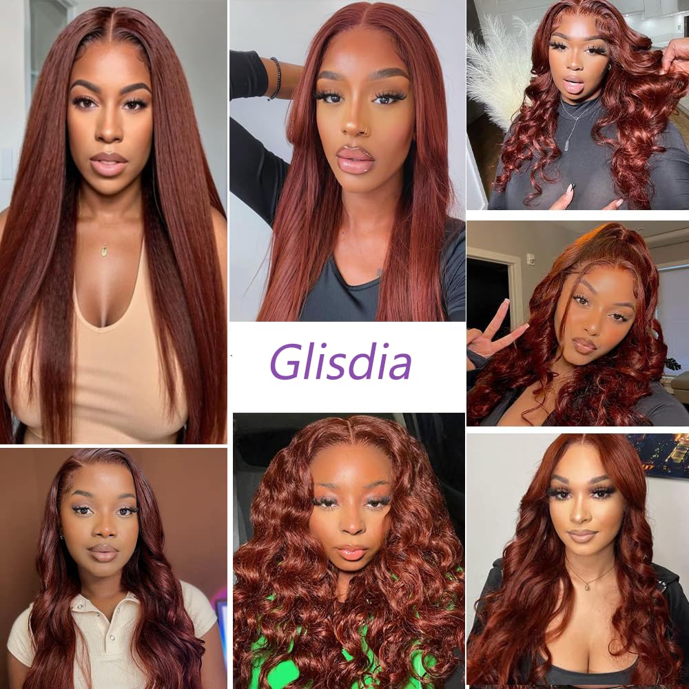 Reddish Brown Body Wave Closure 4x4 HD Transparent Swiss Lace 12a 100% Unprocessed Brazilian Virgin Remy Human Hair 150% Density Free Part Pre Plucked With Baby Hair Color #33 16 Inch