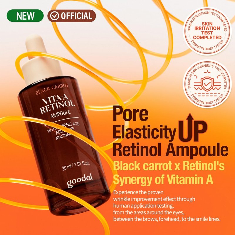 Goodal Black Carrot VITA-A Retinol Ampoule | Hydrating Facial Serum for Glowing Skin - 30ml, Lightweight Korean Skincare