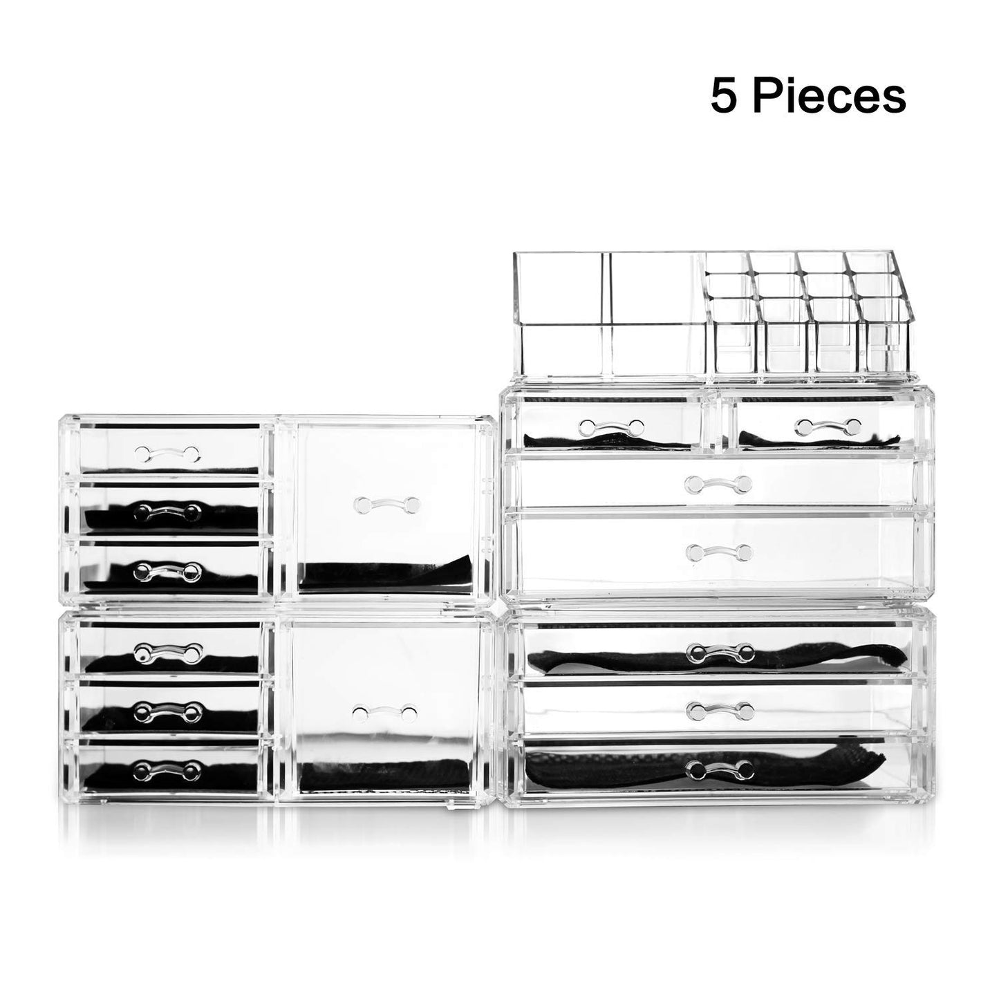 Felicite Home Acrylic Jewelry and Cosmetic Storage Makeup Organizer Set, 5 Piece，Large